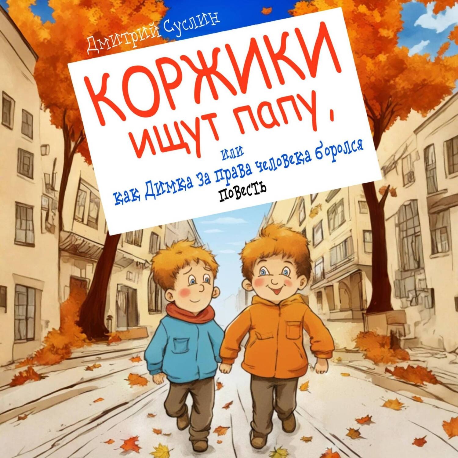 Обложка книги «Коржики ищут папу, или как Димка за права человека боролся»
