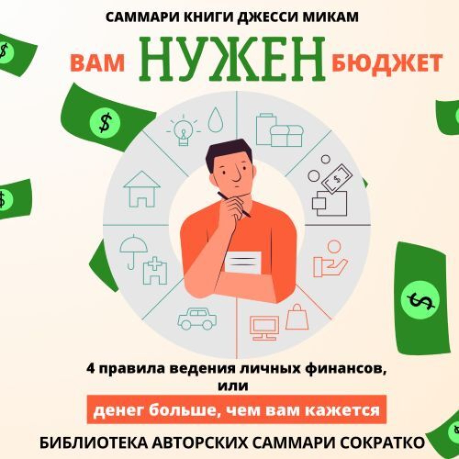 Обложка книги «Саммари книги Джесси Микам «Вам нужен бюджет. 4 правила ведения финансов или Денег больше, чем вам кажется»»