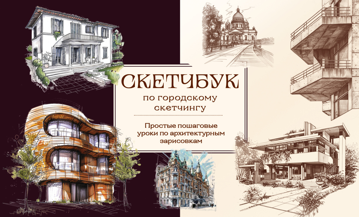 Обложка книги «Скетчбук по городскому скетчингу. Простые пошаговые уроки по архитектурным зарисовкам»