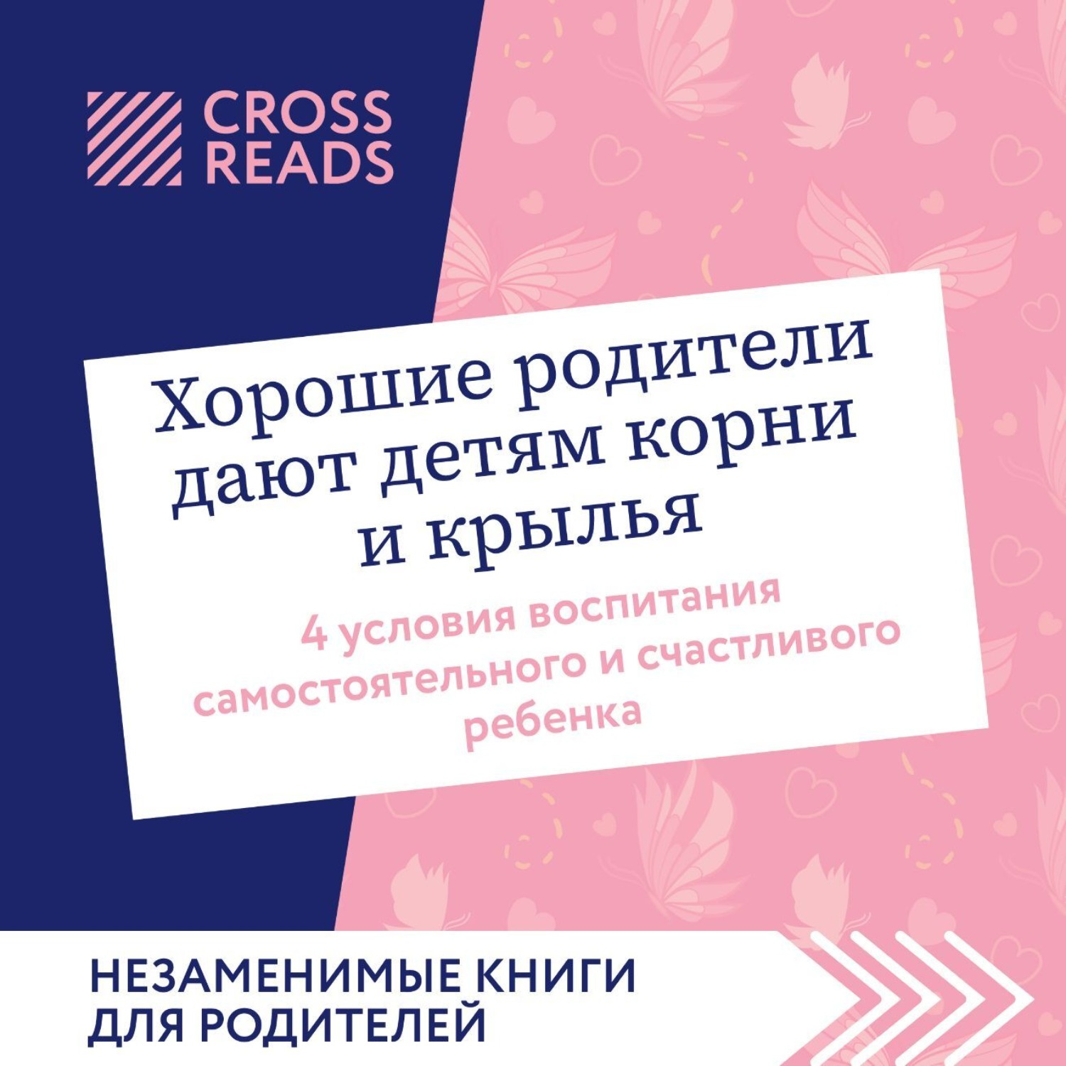 Обложка книги «Саммари книги «Хорошие родители дают детям корни и крылья. 4 условия воспитания самостоятельного и счастливого ребенка»»