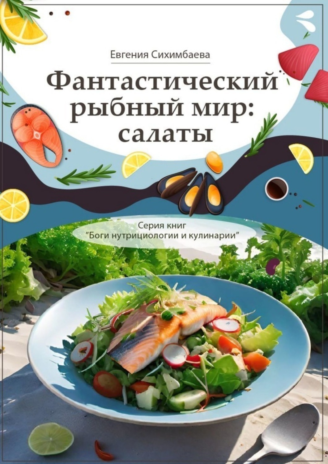 Обложка книги «Фантастический рыбный мир: салаты. Серия книг «Боги нутрициологии и кулинарии»»