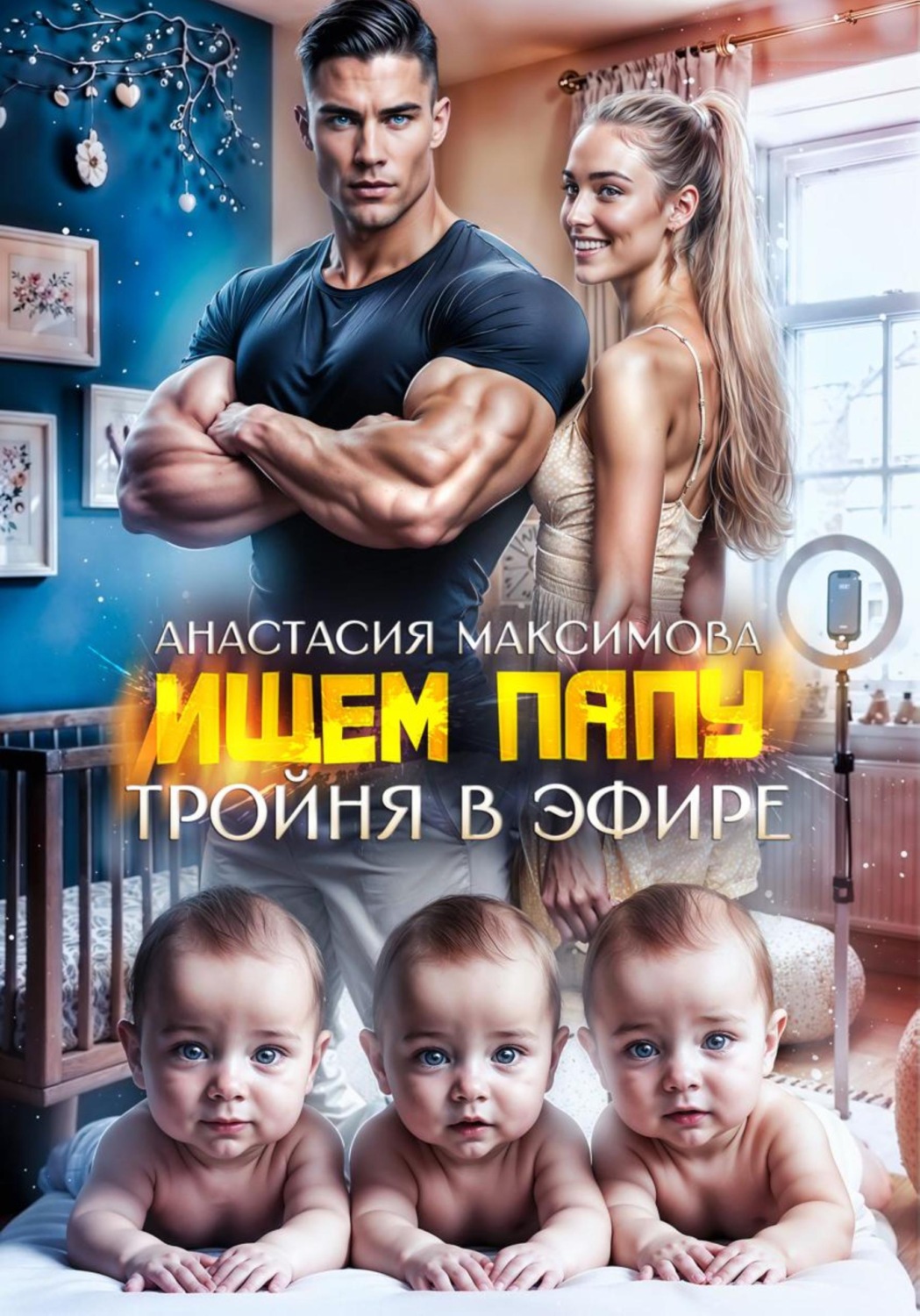 Обложка книги «Тройня в эфире. Ищем папу»