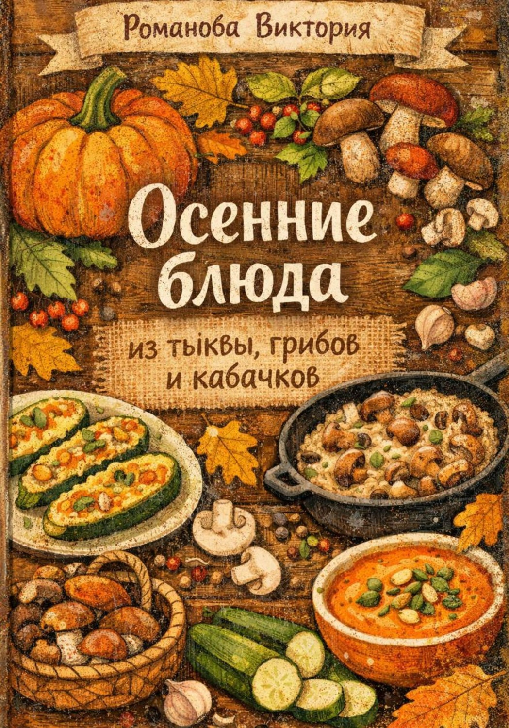 Обложка книги «Осенние блюда из тыквы, грибов и кабачков»