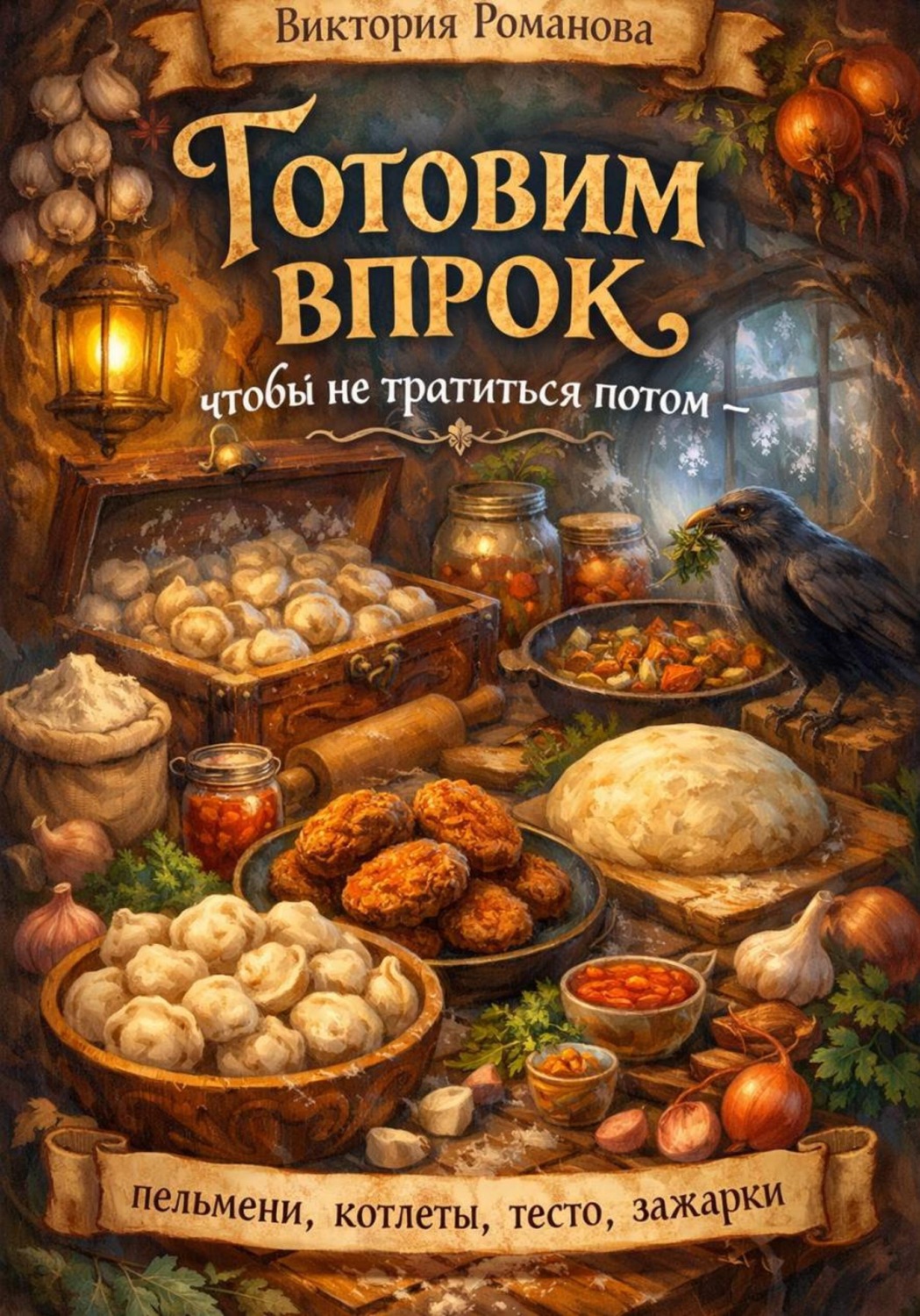 Обложка книги «Готовим впрок, чтобы не тратиться потом — пельмени, котлеты, тесто, зажарки»