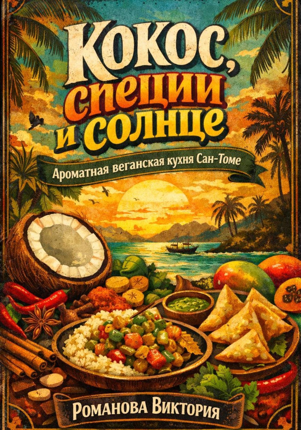 Обложка книги «Кокос, специи и солнце: ароматная веганская кухня Сан-Томе»