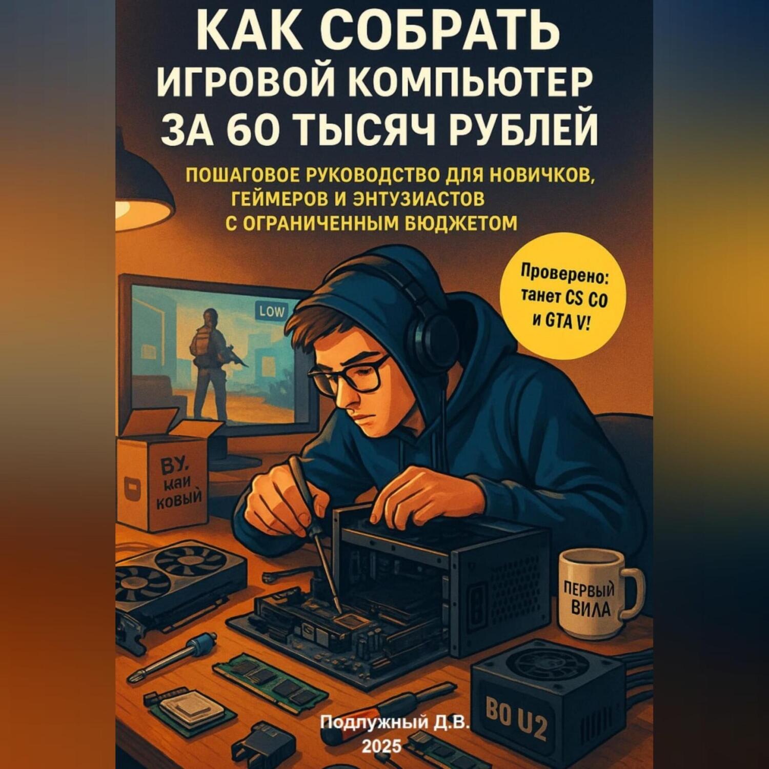 Обложка книги «Как собрать игровой компьютер за 60 тысяч рублей. Пошаговое руководство для новичков, геймеров и энтузиастов с ограниченным бюджетом»