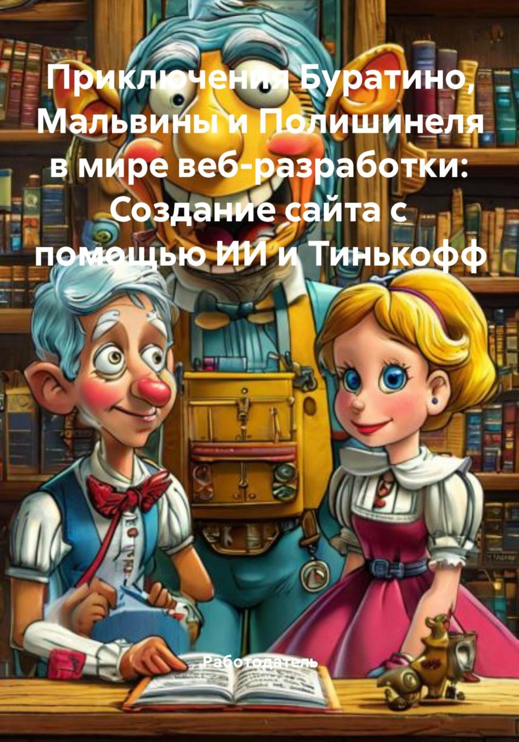 Обложка книги «Приключения Буратино, Мальвины и Полишинеля в мире веб-разработки: Создание сайта с помощью ИИ и Тинькофф»