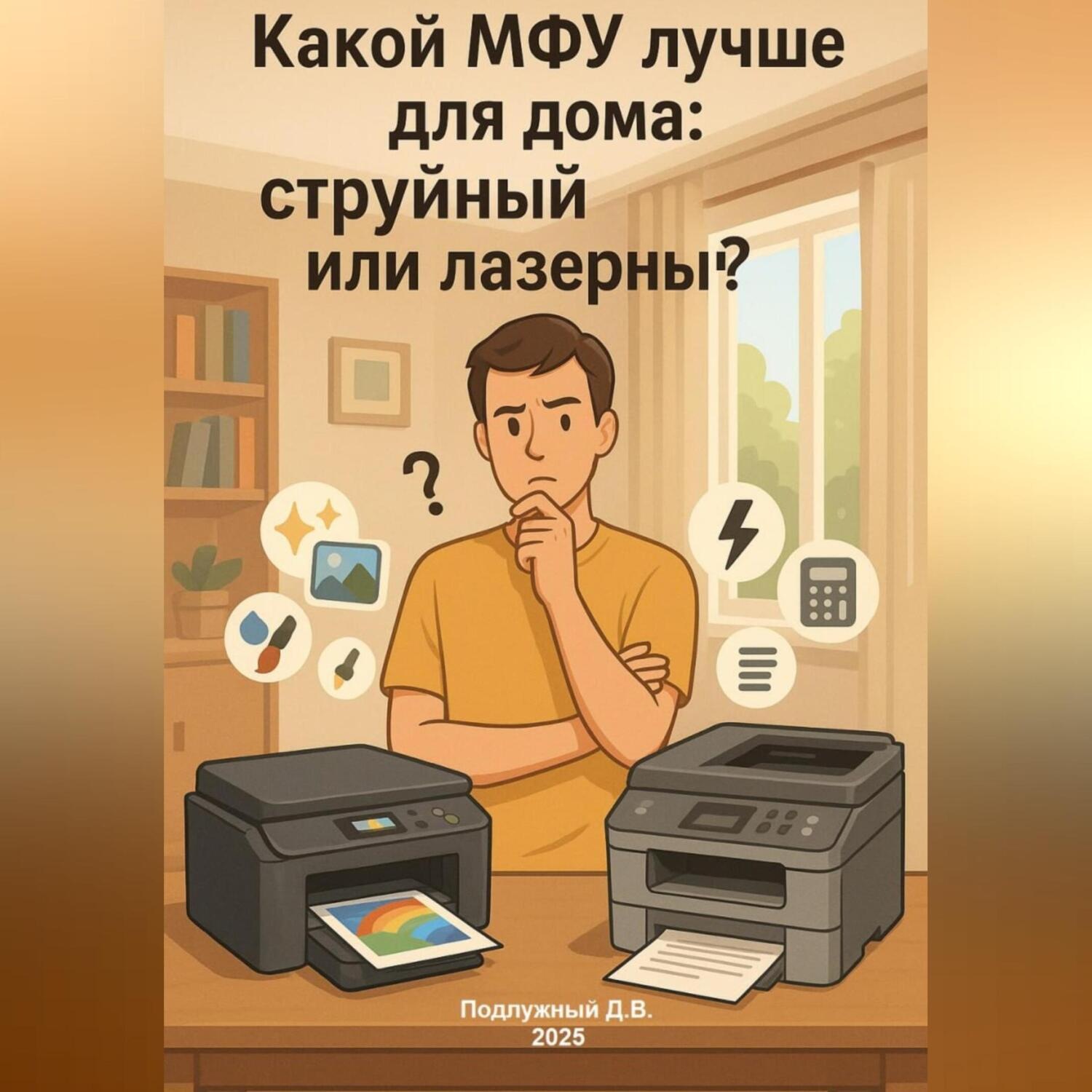 Обложка книги «Какой МФУ лучше для дома: струйный или лазерный? Простое руководство для разумного выбора»