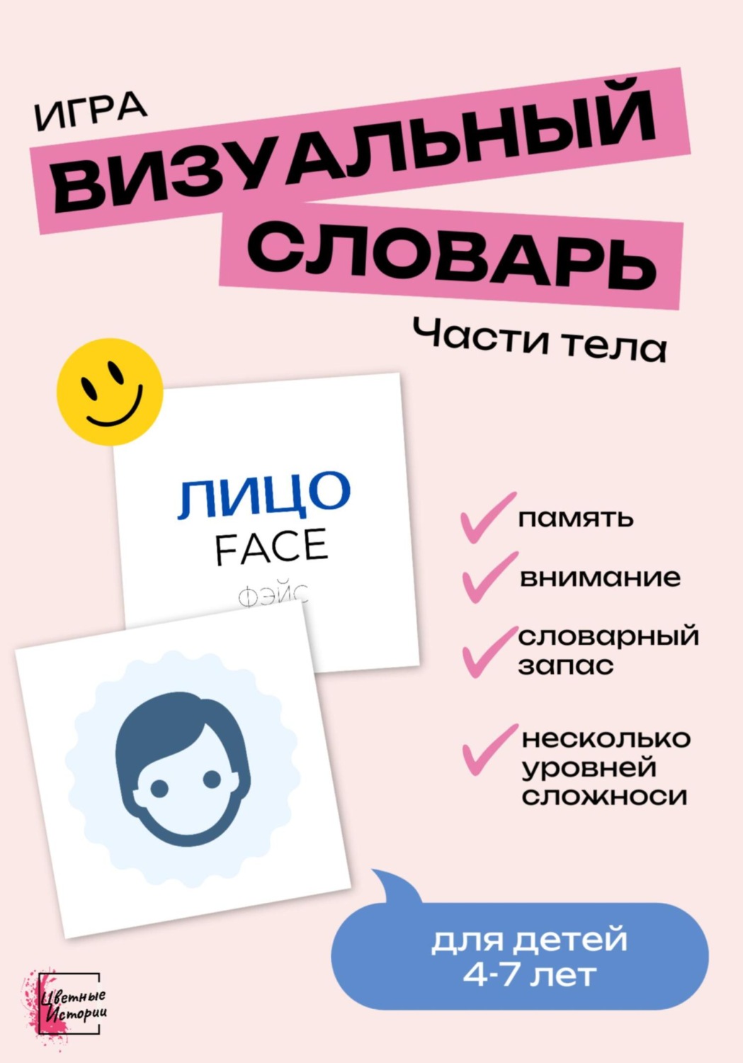 Обложка книги «Игра «Визуальный словарь» для детей. Части тела на английском»