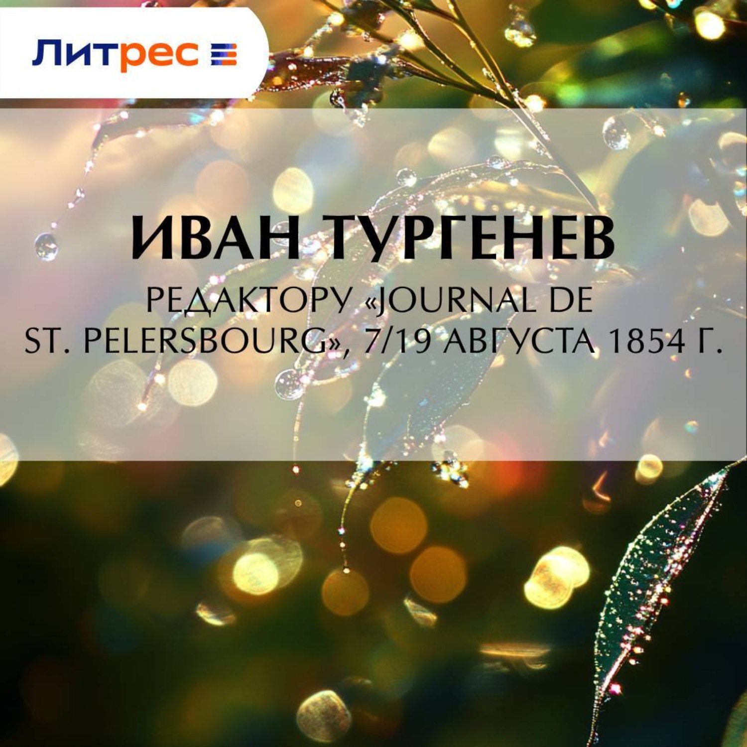 Обложка книги «Редактору «Journal de St. Pelersbourg», 7/19 августа 1854 г.»