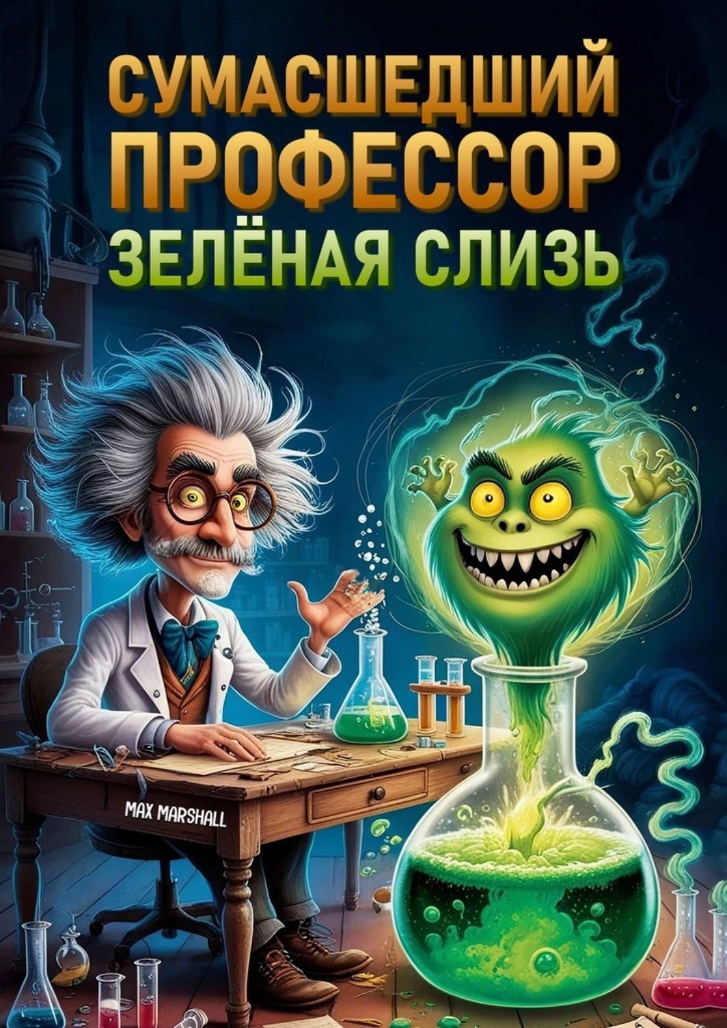 Обложка книги «Сумасшедший профессор и зелёная слизь»