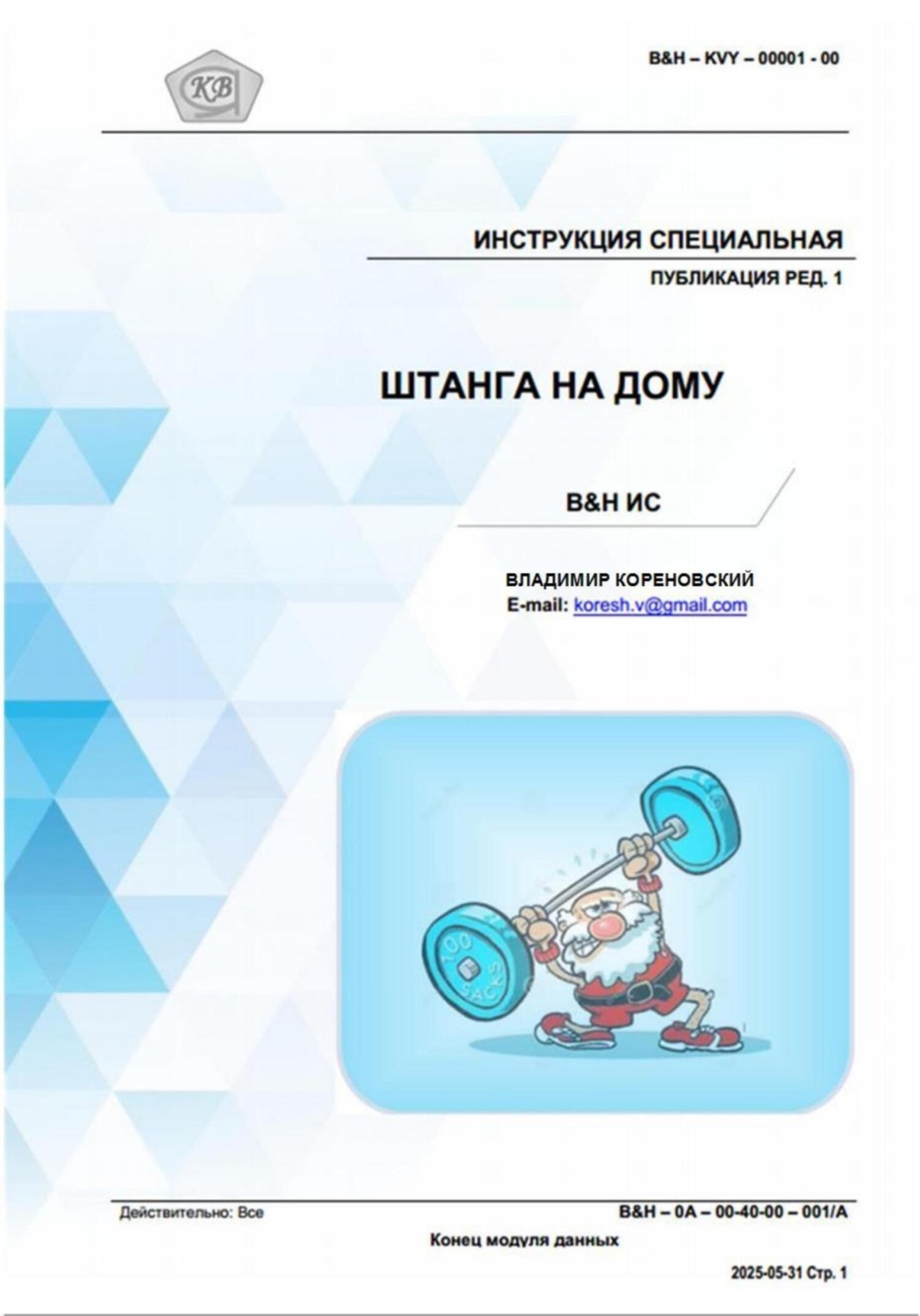 Обложка книги «ШТАНГА НА ДОМУ. Инструкция B&H ИС»
