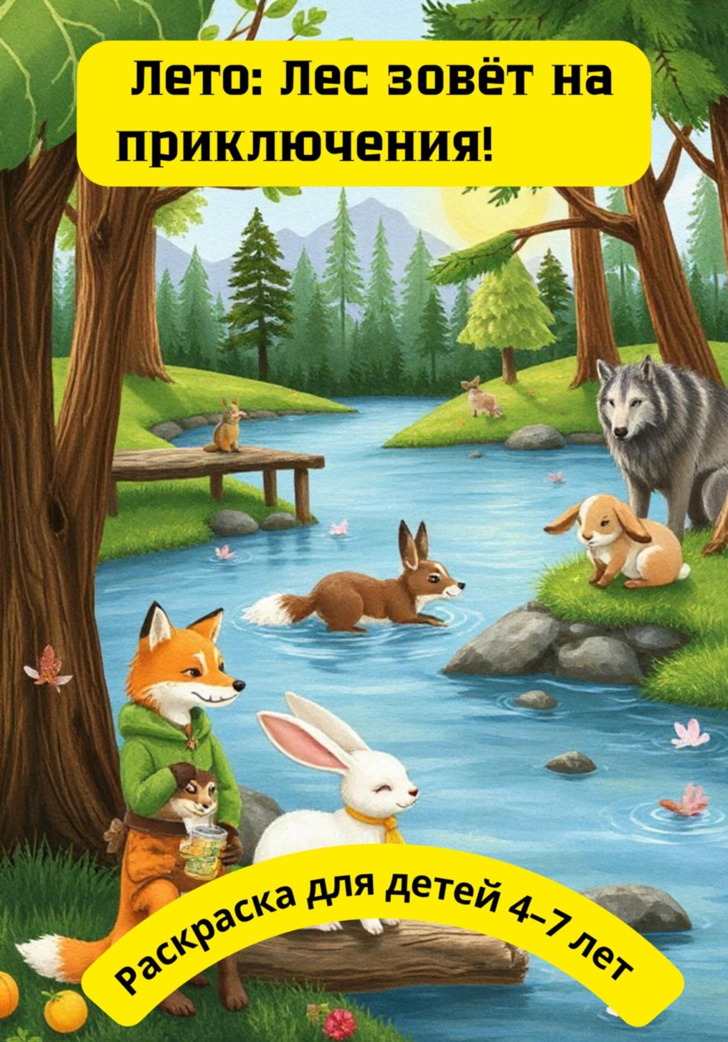 Обложка книги «Лето: Лес зовёт на приключения, Раскраска для детей 4- лет»