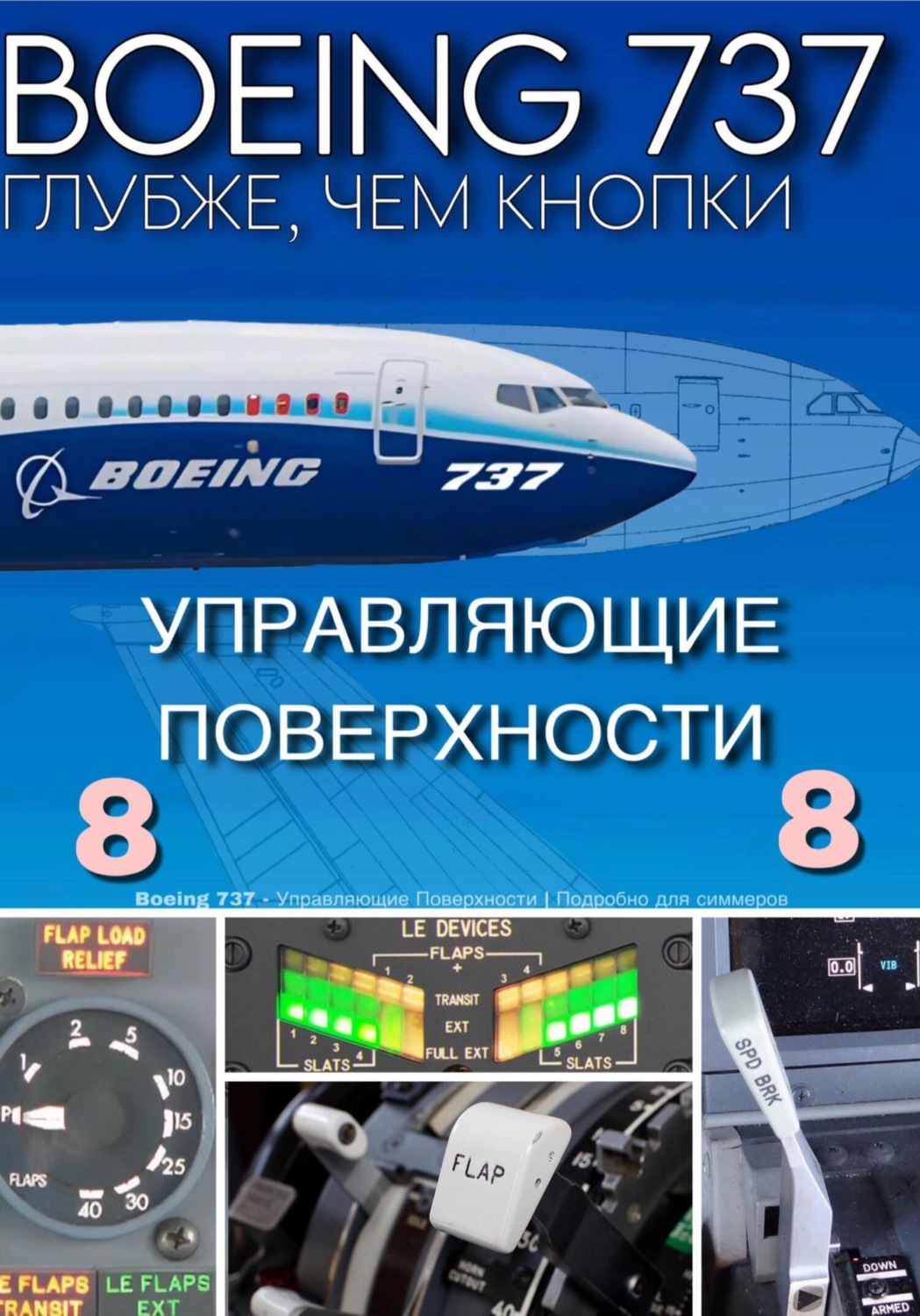 Обложка книги «Boeing 737 – Управляющие Поверхности | Подробно для симмеров»