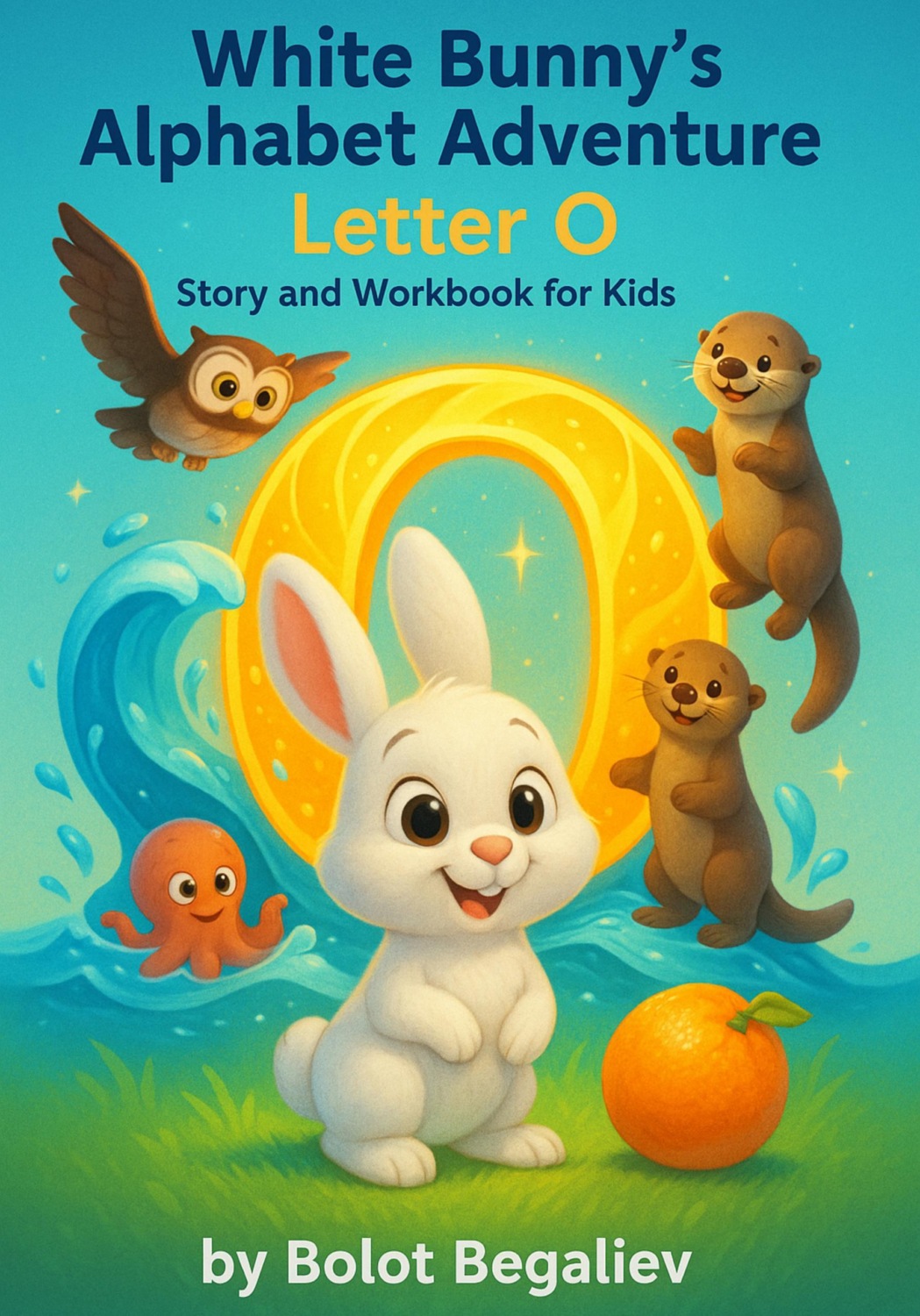 Обложка книги «White Bunnys Alphabet Adventure Letter O — Story and Workbook for Kids»