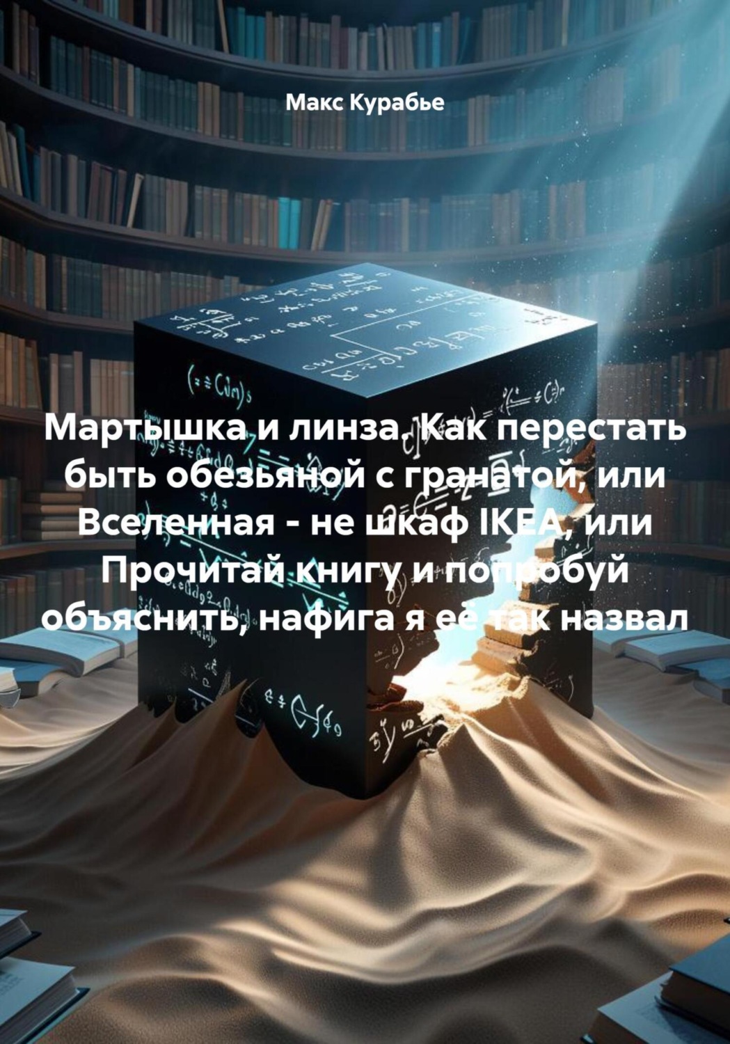 Обложка книги «Мартышка и линза. Как перестать быть обезьяной с гранатой, или Вселенная – не шкаф IKEA, или Прочитай книгу и попробуй объяснить, нафига я её так назвал»
