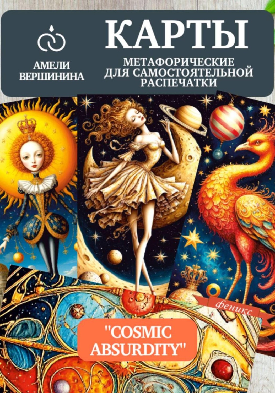 Обложка книги «Cosmic absurdity – Карты метафорические для самостоятельной распечатки»