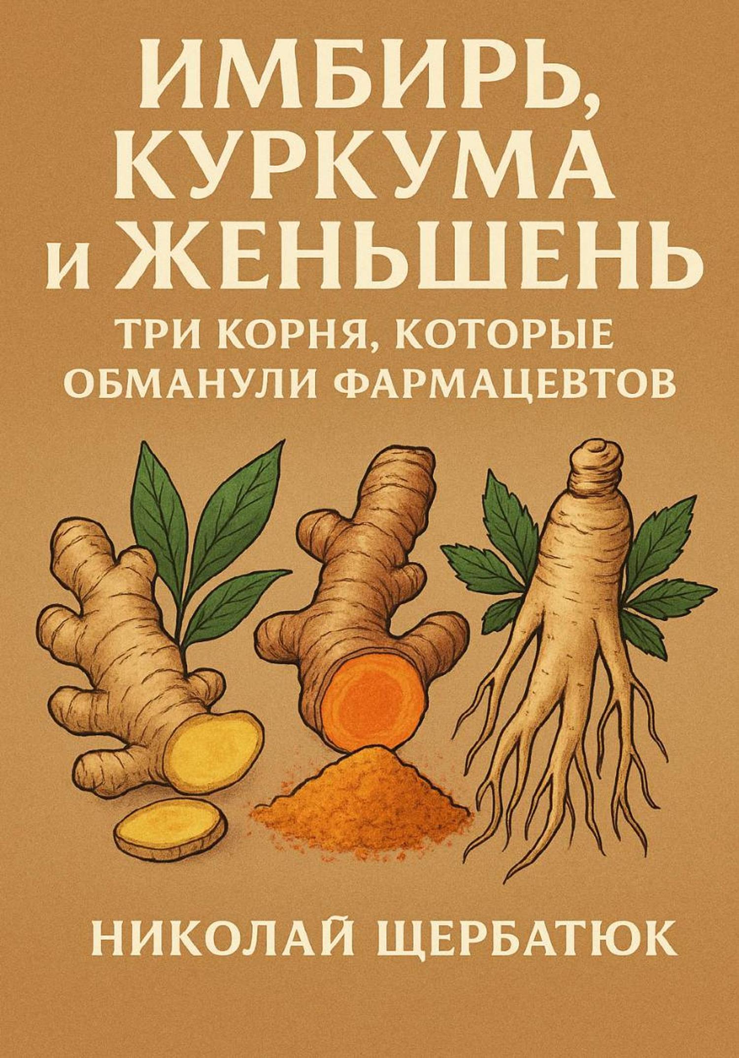 Обложка книги «Имбирь, Куркума и Женьшень: Три Корня, Которые Обманули Фармацевтов»