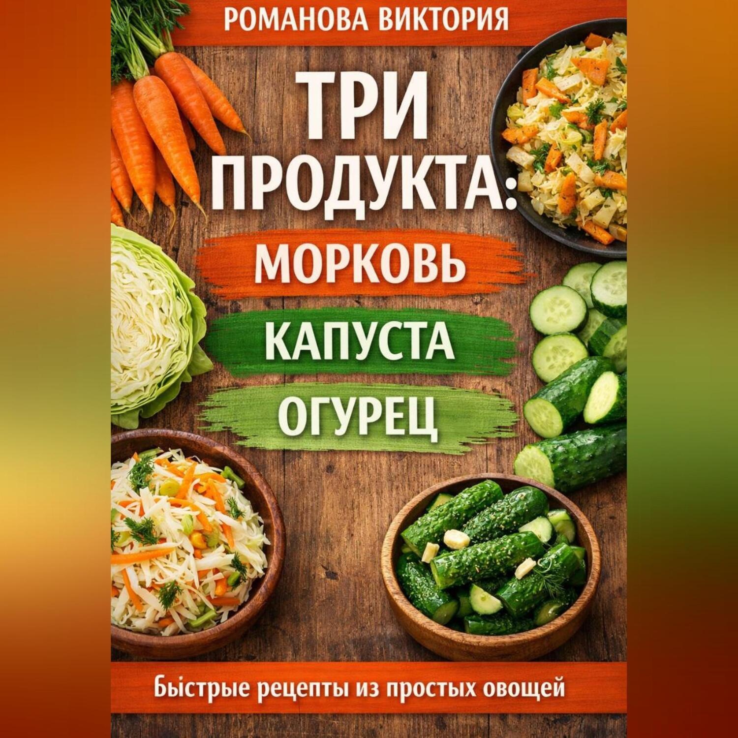 Обложка книги «Три продукта: морковь, капуста, огурец»»