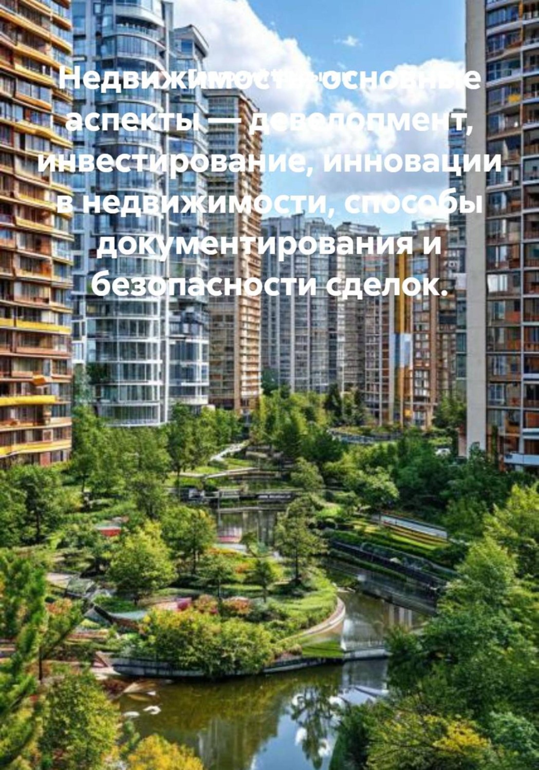 Обложка книги «Недвижимость: основные аспекты — девелопмент, инвестирование, инновации в недвижимости, способы документирования и безопасности сделок.»
