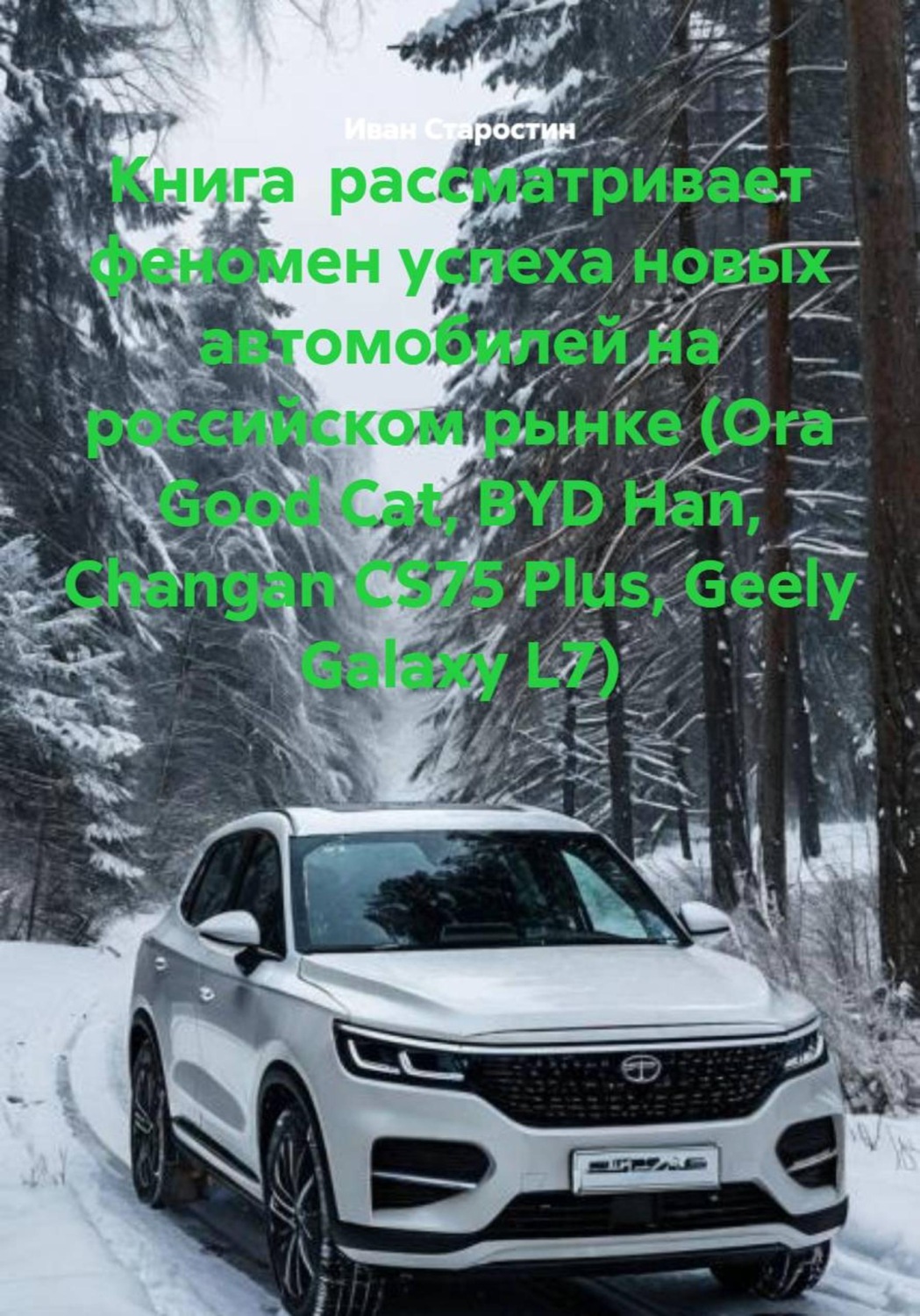Обложка книги «Книга рассматривает феномен успеха новых автомобилей на российском рынке (Ora Good Cat, BYD Han, Changan CS75 Plus, Geely Galaxy L7)»