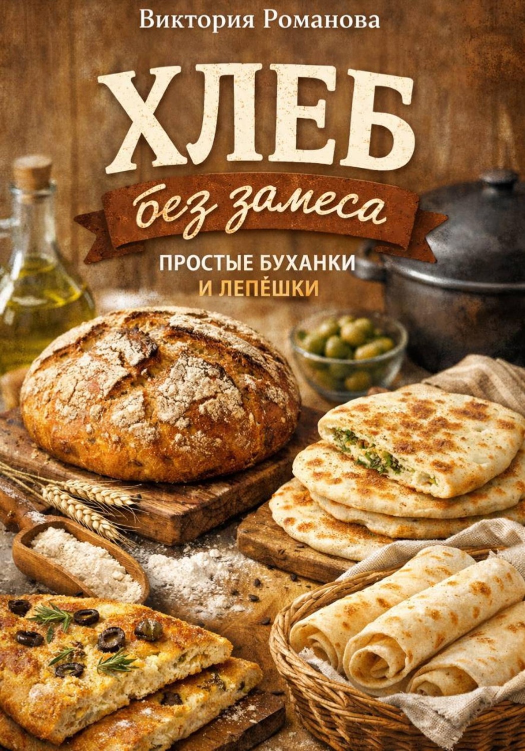 Обложка книги «Хлеб без замеса: простые буханки и лепёшки»