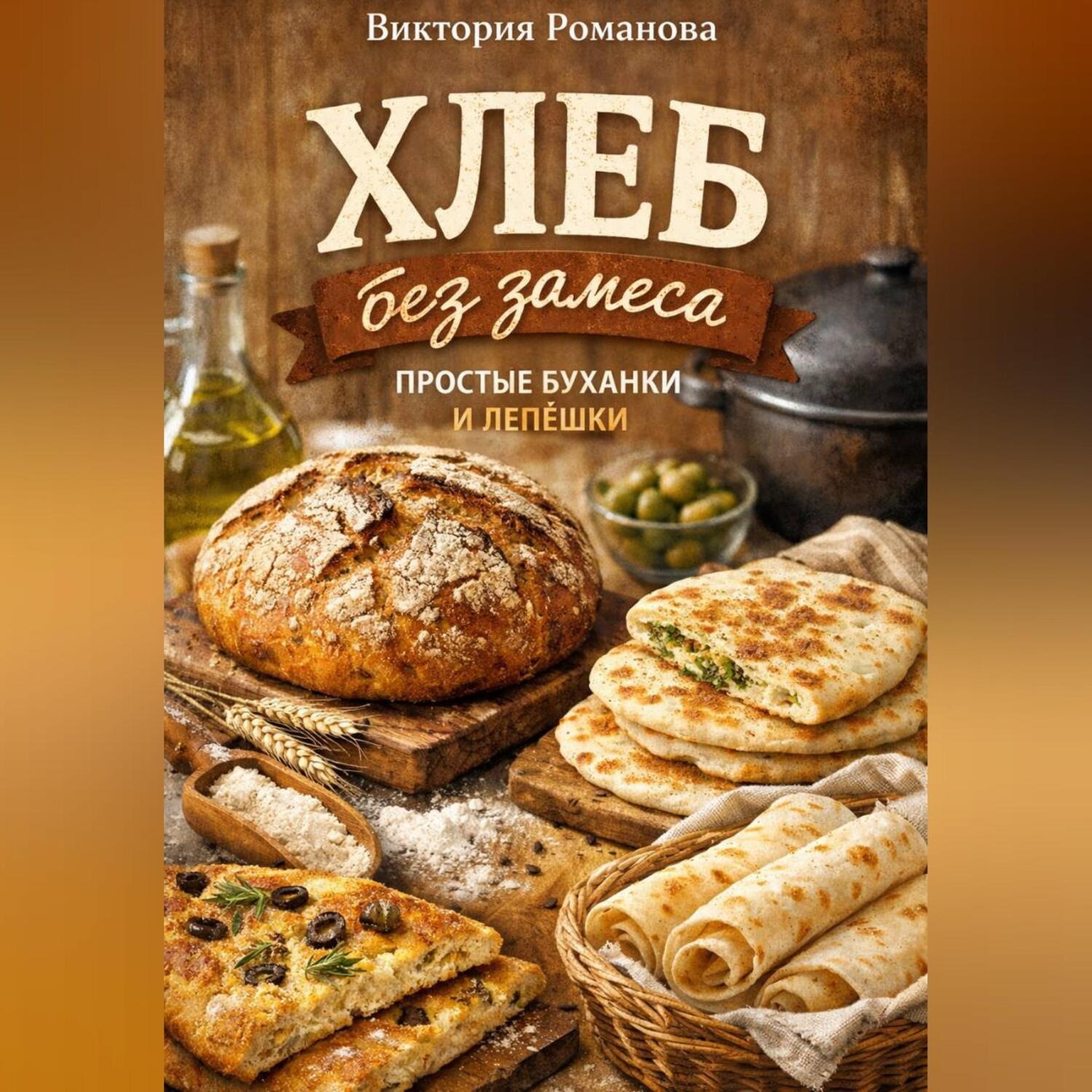 Обложка книги «Хлеб без замеса: простые буханки и лепёшки»