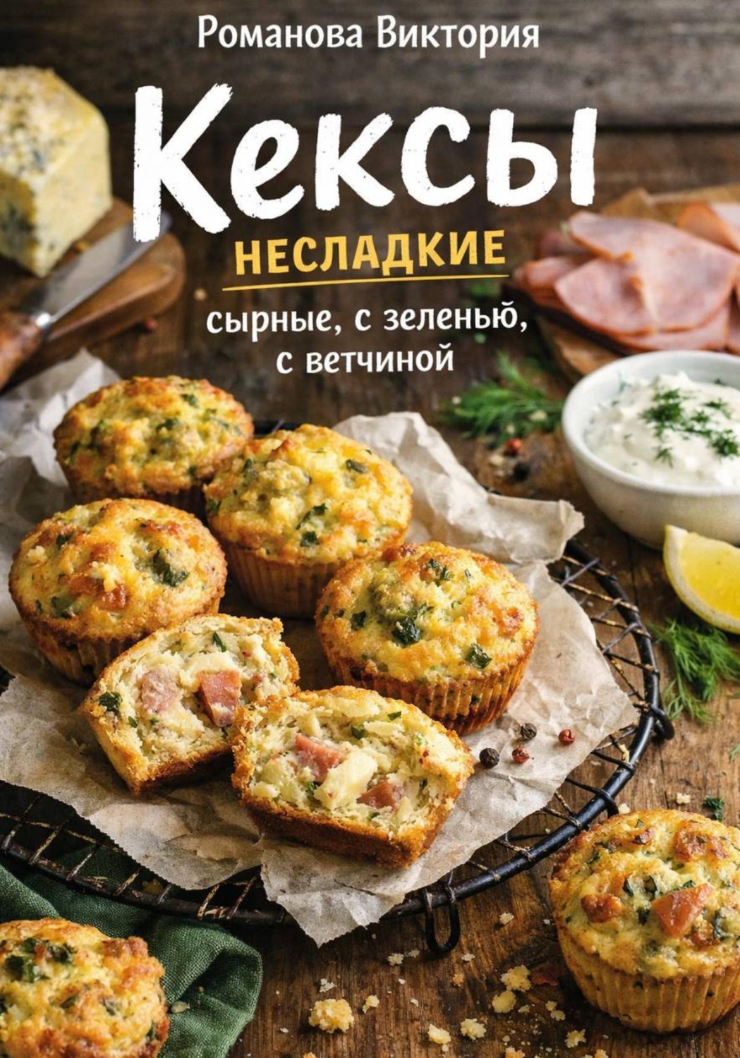 Обложка книги «Кексы несладкие: сырные, с зеленью, с ветчиной»