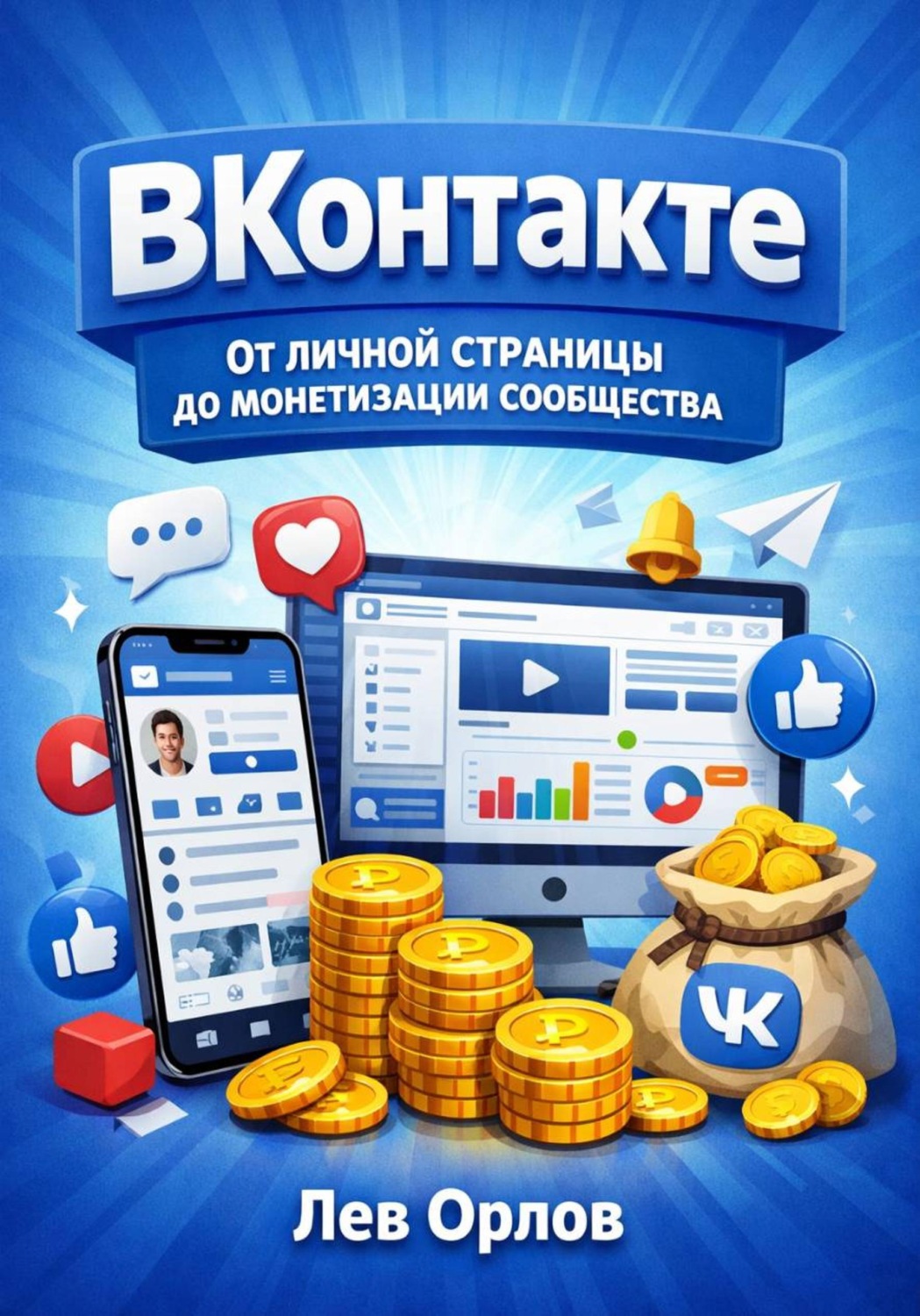 Обложка книги «ВКонтакте. От личной страницы до монетизации сообщества»