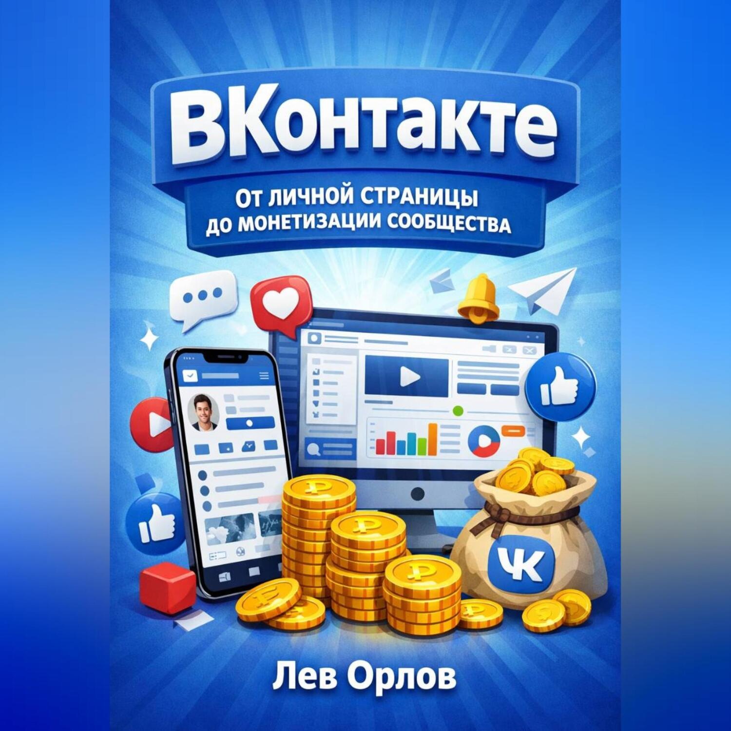 Обложка книги «ВКонтакте. От личной страницы до монетизации сообщества»