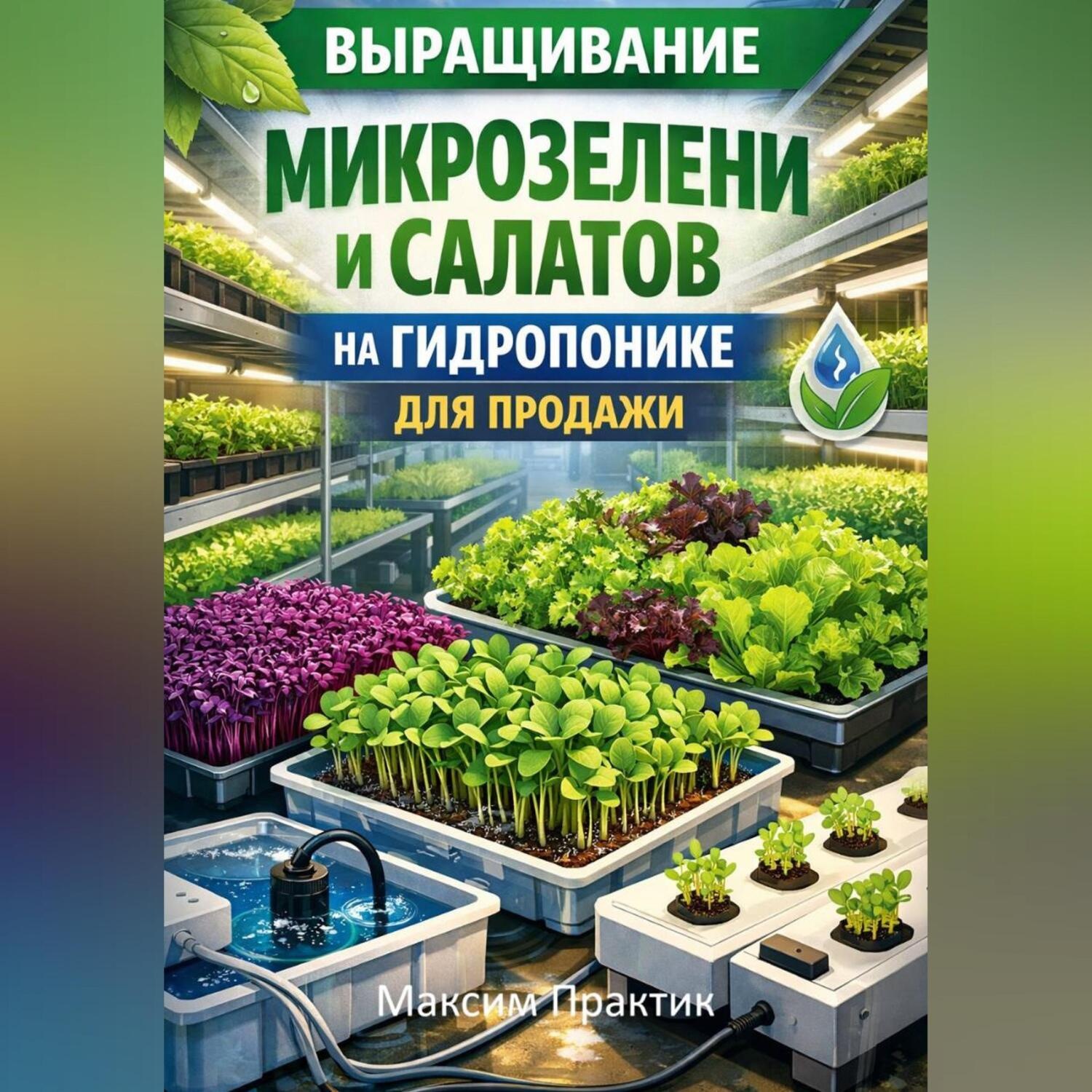 Обложка книги «Выращивание микрозелени и салатов на гидропонике для продажи»