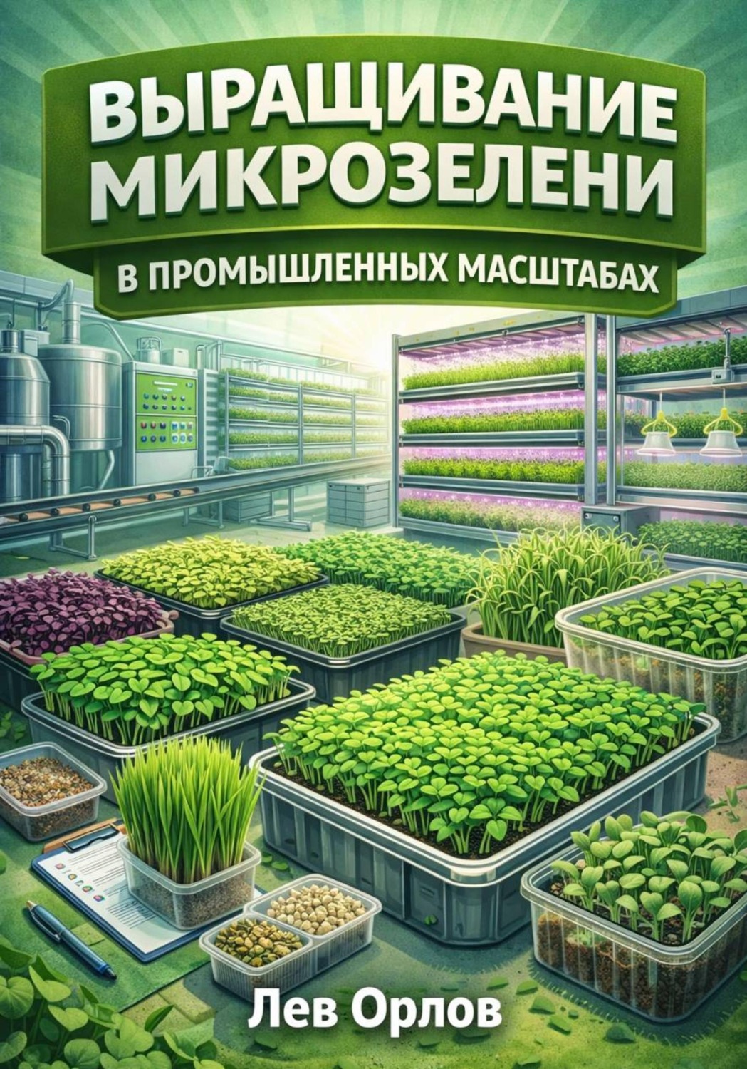 Обложка книги «Выращивание микрозелени в промышленных масштабах»