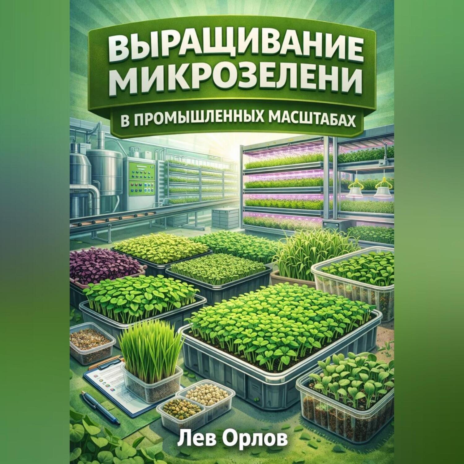 Обложка книги «Выращивание микрозелени в промышленных масштабах»