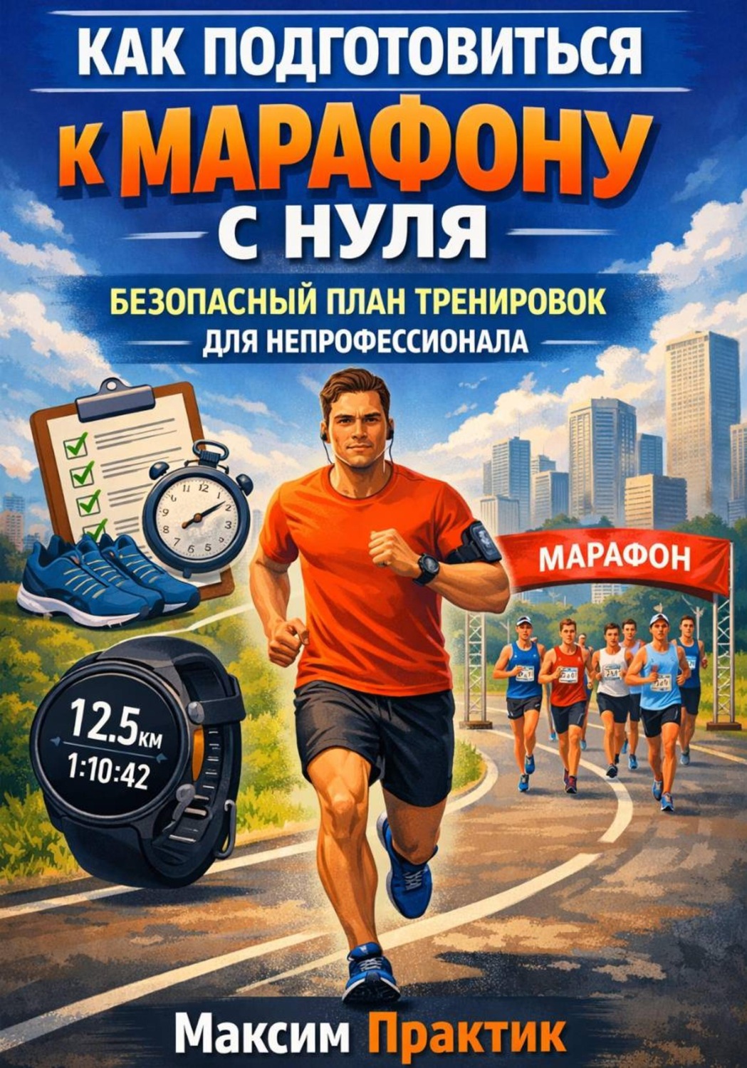 Обложка книги «Как подготовиться к марафону с нуля безопасный план тренировок для непрофессионала»