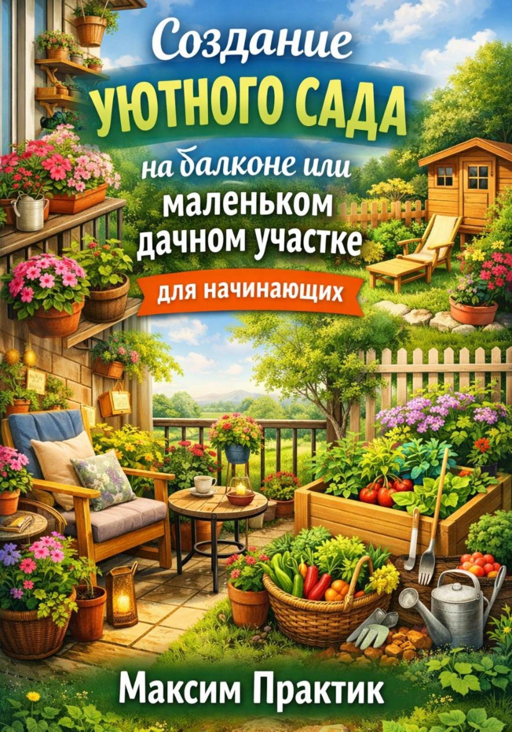 Обложка книги «Создание уютного сада на балконе или маленьком дачном участке для начинающих»