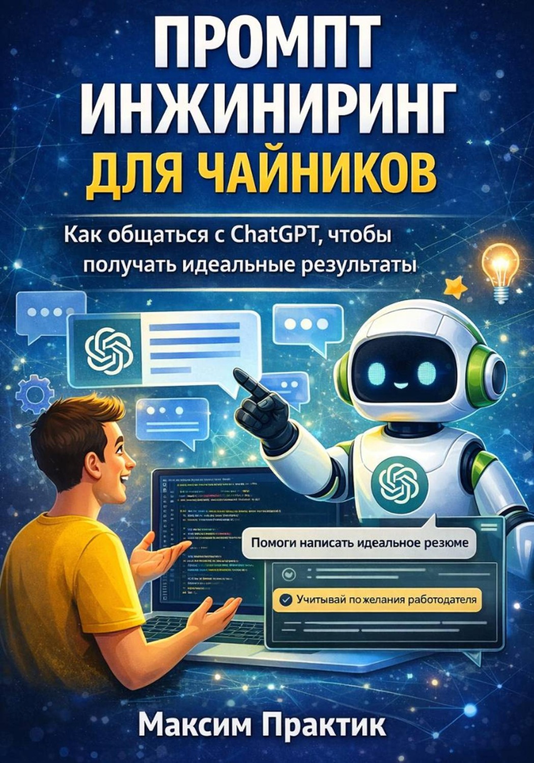 Обложка книги «Промпт инжиниринг для чайников. Как общаться с chatgpt чтобы получать идеальные результаты»