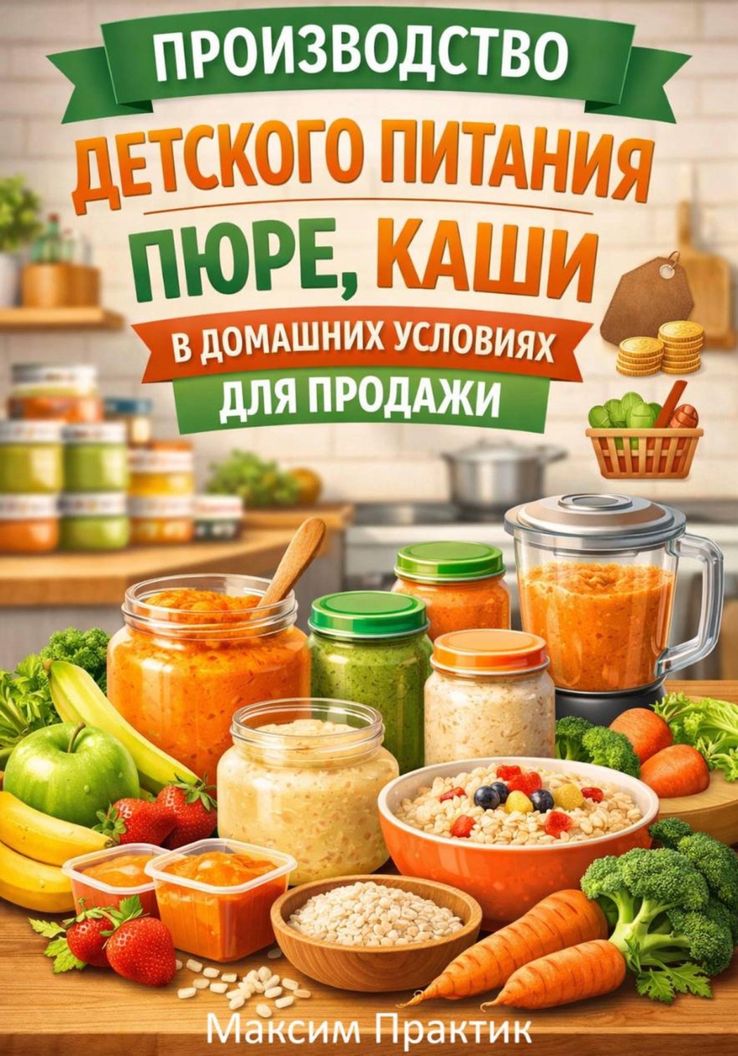 Обложка книги «Производство детского питания пюре, каши в домашних условиях для продажи»