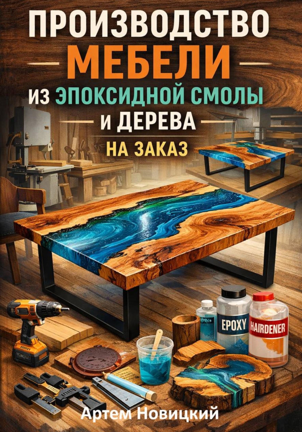 Обложка книги «Производство мебели из эпоксидной смолы и дерева на заказ»