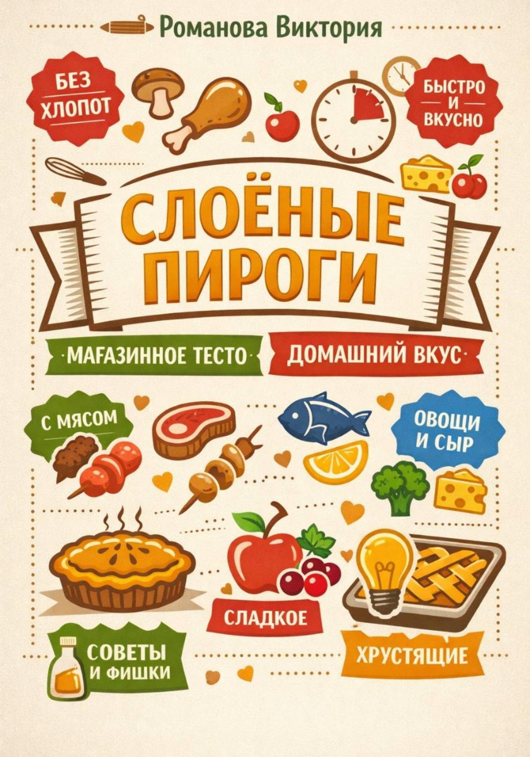 Обложка книги «Слоёные пироги: магазинное тесто, домашний вкус»