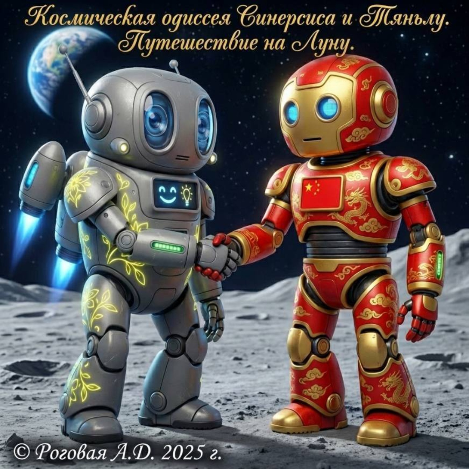 Обложка книги «Космическая одиссея Синерсиса и Тяньлу. Путешествие на Луну.»