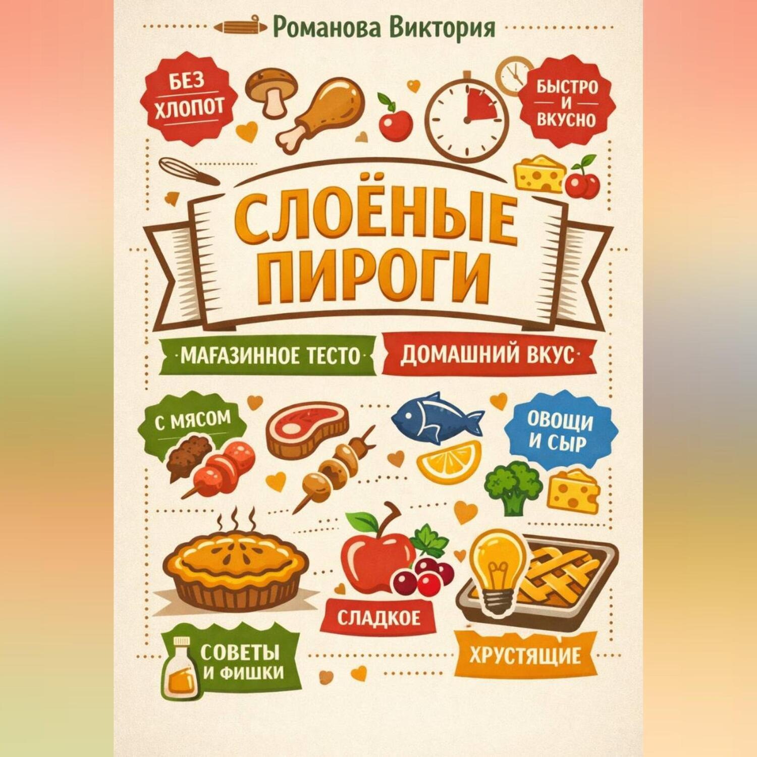 Обложка книги «Слоёные пироги: магазинное тесто, домашний вкус»
