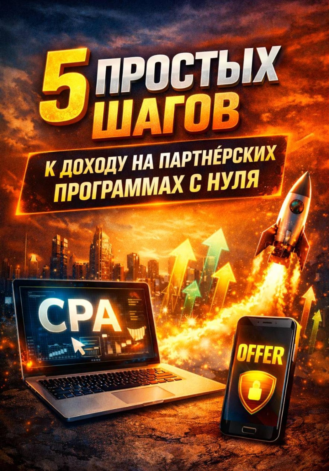 Обложка книги «5 простых шагов к доходу на партнёрских программах с нуля»