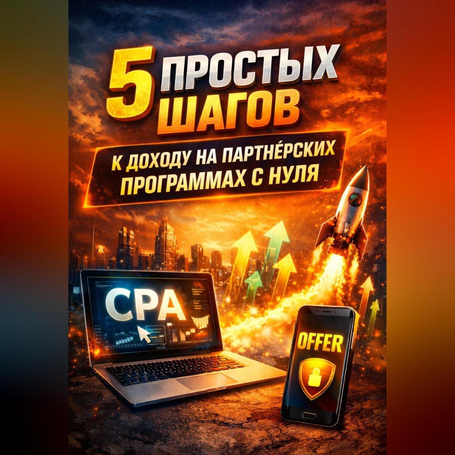 Обложка книги «5 простых шагов к доходу на партнёрских программах с нуля»