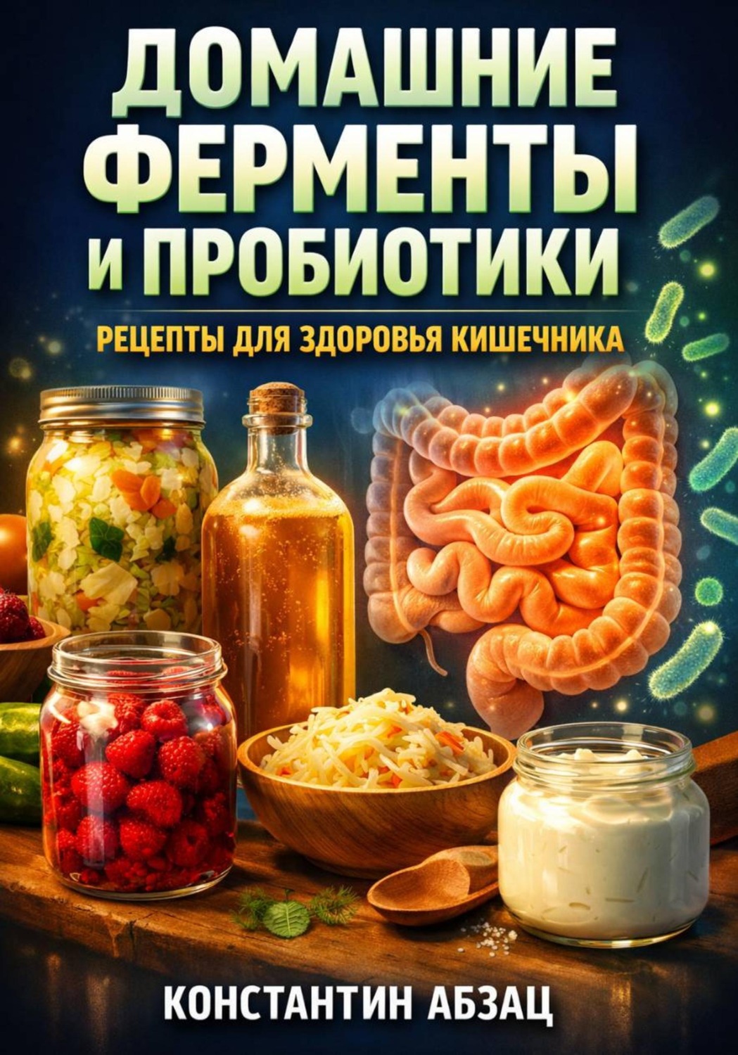 Обложка книги «Домашние ферменты и пробиотики рецепты для здоровья кишечника»