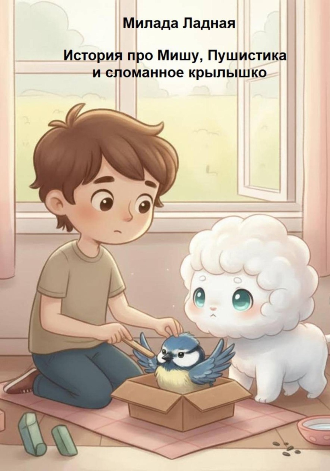 Обложка книги «История про Мишу, Пушистика и сломанное крылышко»