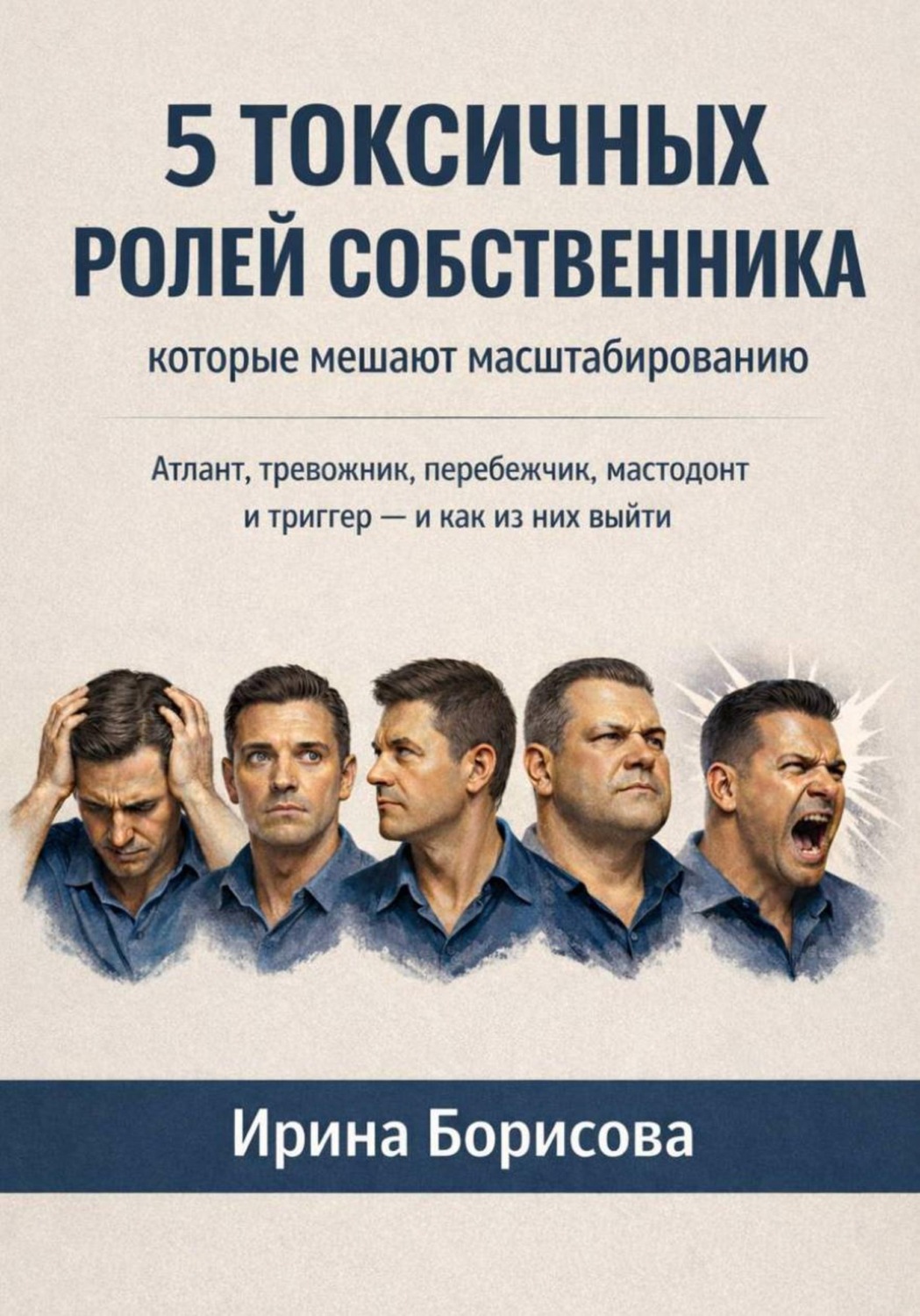 Обложка книги «5 токсичных ролей собственника, которые мешают масштабированию. Атлант, тревожник, перебежчик, мастодонт и триггер - и как из них выйти»
