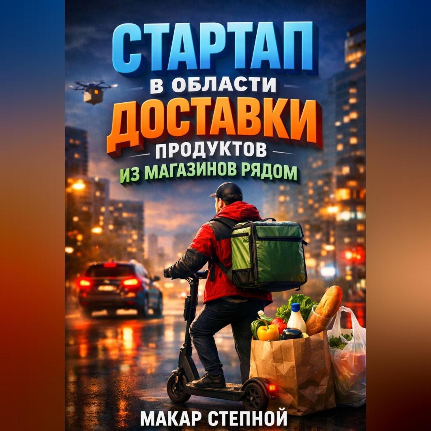 Обложка книги «Стартап в области доставки продуктов из магазинов рядом»