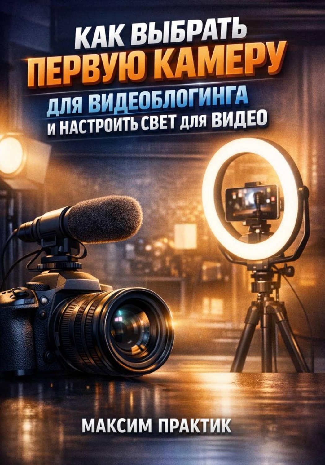 Обложка книги «Как выбрать первую камеру для видеоблогинга и настроить свет для видео»