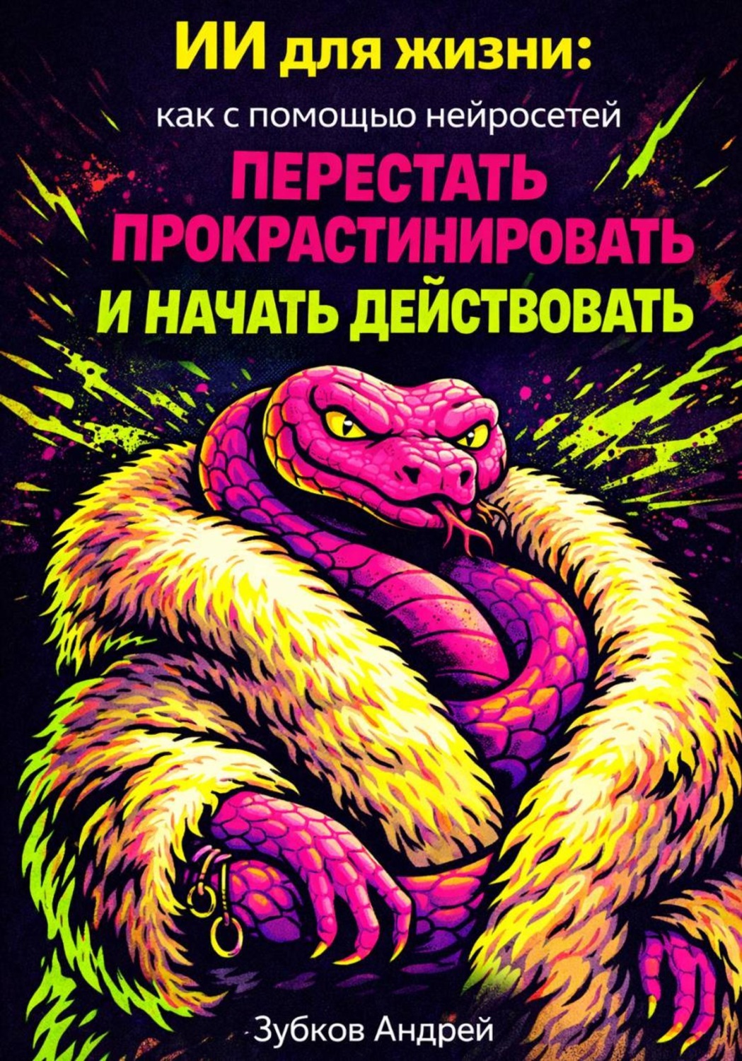 Обложка книги «ИИ для жизни: как с помощью нейросетей перестать прокрастинировать и начать действовать»