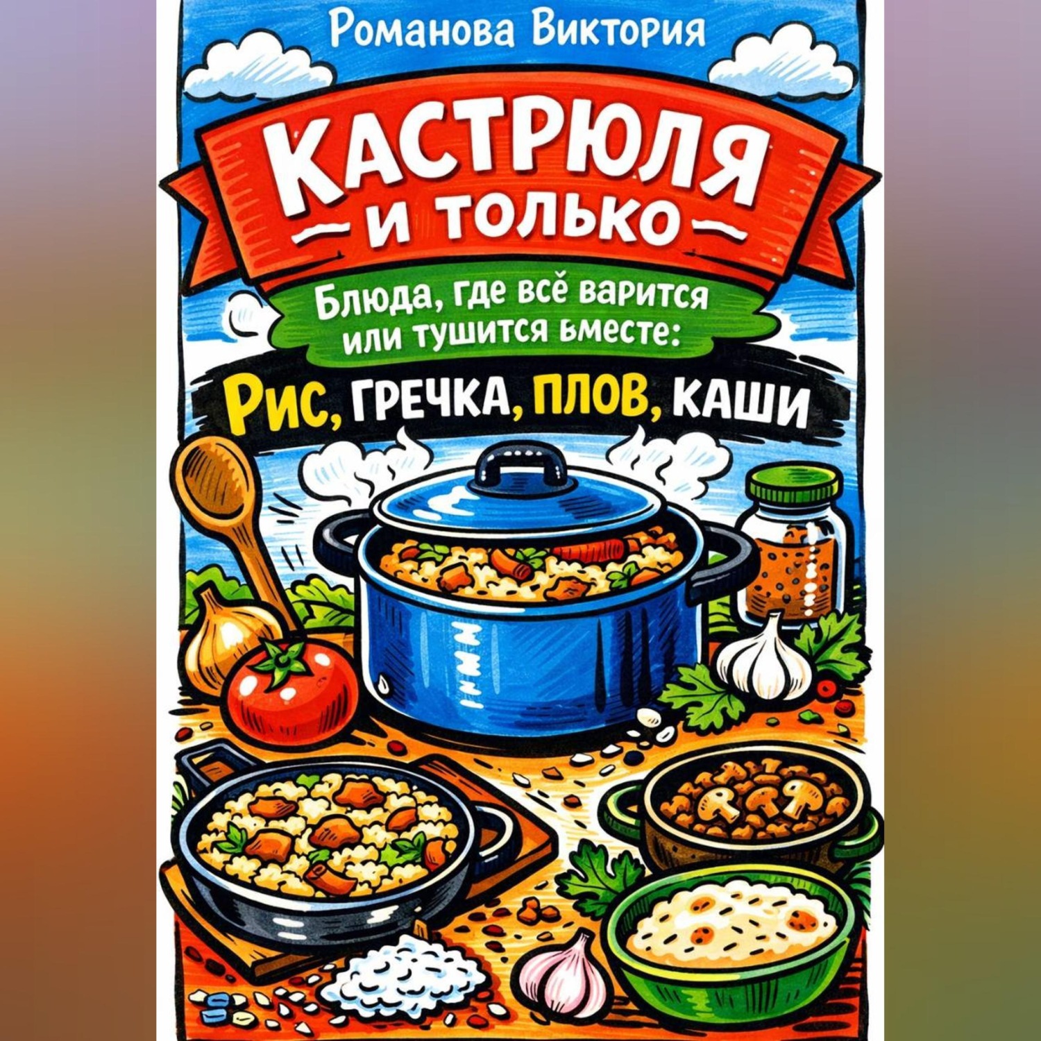 Обложка книги «Кастрюля и только — блюда, где всё варится или тушится вместе: рис, гречка, плов, каши»